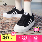 adidas NIZZA PLATFORM厚底增高运动帆布鞋女子阿迪达斯三叶草 一号黑/白/FV5321 36.5(225mm)