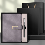 商务办公笔记本文具加厚带扣记事本a5笔记本套装礼盒公司展会活动礼品会议工作记录本日记本子定制logo A5礼盒装-灰色