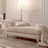 瑞曼莎欧式新古典布艺贵妃椅小户型卧室美人榻阳台休闲躺椅沙发贵妃榻 米色【左贵妃】