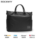 岩途（ROCKWAY）休闲手提包牛津布男士商务出差公文包简约尼龙斜挎包电脑单肩包 黑色 L