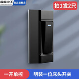 国际电工床头开关家用手捏明装按钮单控小开关电台灯船型开关按钮老式门铃 (2只装)黑色双控 开关