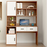 平子集书柜一体书桌组合卧室带书架台式电脑桌书房家具ENF级免漆板定制 浮雕胡桃 长1.0m*宽0.55m*高1.8m