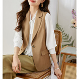 梵希蔓马甲西装外套女外穿小坎肩2025年春秋装叠穿马夹 V8227 卡其色 S