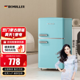 德姆勒（DEMULLER）118升复古冰箱小型大容量家用租房宿舍电冰箱 化妆品网红高颜值双门冰箱冷藏冷冻节能静音 118升【蒂芙尼蓝】上冷冻下冷藏