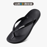 LURAD 人字拖男士外穿休闲防滑夹脚凉拖沙滩拖鞋 黑色-细带 43-44