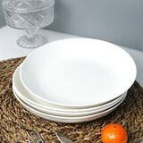 红牡丹骨瓷碗盘家用纯白圆盘釉下彩盘子鱼盘系列单品盘子碟组合中西餐盘 纯白7英寸饭盘 7英寸