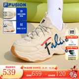 FILA FUSION潮牌斐乐女鞋BUBBLE泡泡鞋时尚百搭休闲鞋运动鞋女 米色-AG经典款 厚底增高 37.5