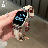 适用apple watch表带s11/s10真皮复古凯旋门女iwatchs9苹果手表87 【双面真皮】米白色 适用iwatch s11/S10【42mm】表带