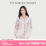 维多利亚的秘密（Victoria's Secret） 田曦薇同款 宅度假水光绸家居服舒适丝滑长袖长裤睡衣套装女 10T1浅粉丝带-印花 11221502 XS