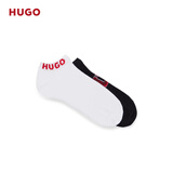 HUGO【父亲节礼物】男士棉质混纺短袜两双装 001-黑色-EU:43-46 39 EU:-42
