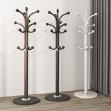 优勤衣帽架落地卧室挂衣杆家用客厅简易立式晾衣服架多功能挂包架 暗夜黑-大理石盘【加大加厚】