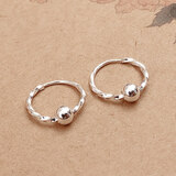 芙蕖小耳圈个性990足银耳环女气质足银耳饰品耳骨环耳钉睡觉免摘 麻花光珠耳环