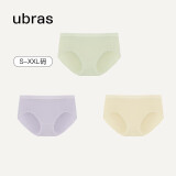 ubras女士内裤女抗菌底裆中腰三角裤豆蔻绿+柔灰紫+奶酪黄L
