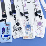 逗趣家 卡套卡通学生饭卡地铁公交卡包挂脖挂绳工作牌卡套银行卡身份证学生证公交地铁门禁卡饭卡保护套 宇航员单个长绳款（款式随机）