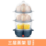 麦卓（MAKE JOY）煮蛋器蒸蛋器自动断电迷你家用蒸蛋羹煮鸡蛋器早餐煮蛋机小型神器蒸蛋架多功能 蓝色（三层）