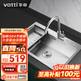 华帝（VATTI）水槽大单槽洗菜盘一体盘厨房水槽 洗菜盘单槽不锈钢手工洗碗水池