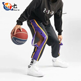 边七港味文艺男大码篮球运动休闲裤男秋冬季新款休闲裤排扣裤全开扣潮牌撞色休闲纽扣裤子宽松束腿裤 稳过W22紫色 3XL