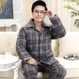 曼德莱芬  中老年人爸爸睡衣男冬季三层加厚夹棉纯棉全棉大码秋冬老人家居服套装 89245 XXXL建议175-220斤