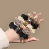 丸涵网纱头绳小女孩豹纹发绳气质高颜值欧根纱发圈头饰品扎头发 欧根纱发圈3个颜色随机TS50