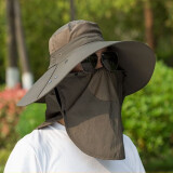 Tutngear防晒帽子男士夏季遮阳帽户外钓鱼帽遮脸登山渔夫帽太阳帽 军绿色 加大帽檐  均码