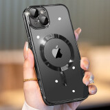 蓝轩【自带镜头膜】苹果15promax手机壳iphone15透明磁吸充电全包防摔plus简约硅胶软壳 苹果15【石墨黑】强磁吸附+永不发黄+膜