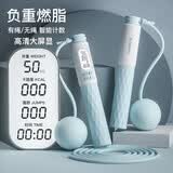 艾栢恩 计数跳绳无绳成人塑型专业健身负重儿童绳子运动 无绳+长绳两用320克天青蓝色