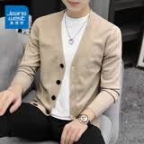 真维斯（Jeanswest）开衫毛衣男秋冬季针织衫外套2026新款宽松v领外搭休闲毛衫男装 卡其色 2XL