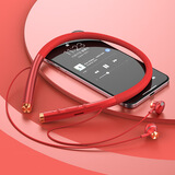 Dear Mean 所有手机通用蓝牙耳机磁吸挂脖式无线运动跑步半入耳颈挂式蓝牙耳机安卓通用 马卡龙+中国红