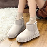 回力（Warrior）雪地靴女冬季保暖加厚短筒棉鞋学生棉靴子加绒 2166X 米灰色 39 