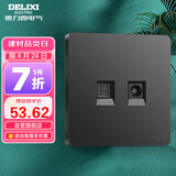 德力西(DELIXI)开关插座面板 CD821系列 有线电视电脑插座 磨砂黑大板