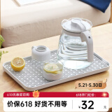 忆壶茶（YI HU TEA）创意家用沥水托盘茶盘多功能塑料茶盘茶托水果盘置物沥水茶盘家用 长方形托盘-小号