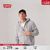 Levi's李维斯男士抽绳连帽抓绒卫衣LOGO刺绣开衫 灰色 34259-0000 M