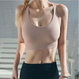 斯坦威克运动内衣女聚拢防震跑步防下垂胸罩美背文胸无钢圈瑜伽抹胸背心女 豆沙 L 100-130斤内可穿