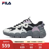 FILA 斐乐女鞋猫爪鞋3代老爹鞋休闲运动鞋缓震厚底慢跑鞋FLUID Ⅲ 黑/南极灰-BA 37.5