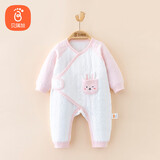 贝瑞加（Babyprints）新生儿秋冬连体衣婴儿夹棉保暖爬服女宝宝加厚哈衣 粉兔59