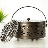 爱礼优 蚊香炉 创意复古便携家用户外蚊香盒子带盖防火防烫蚊香盘蚊香盒座架托盘檀香盘香炉 古铜