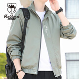 西域骆驼（VANCAMEL）夹克男外套秋季休闲韩版男士立领棒球服工装上衣男装 豆绿 XL 