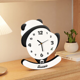 好久不见熊猫桌面摆钟创意摆件客厅电视柜摆放式钟表家居饰品台式座钟