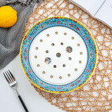 金岚玉唐山骨瓷8英寸饺子沥水双层盘陶瓷水饺盘深盘菜盘圆形托盘 珐琅彩-8英寸沥水盘 1个 8英寸