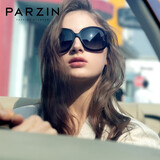 帕森（PARZIN）太阳镜女 复古大框时尚偏光太阳眼镜开车驾驶遮阳防晒墨镜 亮黑色（PZ6216）