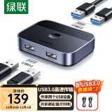 绿联（UGREEN）USB3.0共享切换器二进二出 两台笔记本台式电脑共享键盘鼠标打印机U盘对拷互传数据 一分二35313