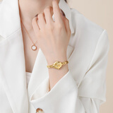 时空回廊（SKHL）手表女时尚精致小巧气质品牌休闲小金表女士石英表生日礼物送女友 钢黄金色