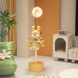 初见卡通狗落地摆件大型客厅电视柜沙发旁边几家居装饰品落地灯置物架 快乐小狗边几灯摆件-黄白