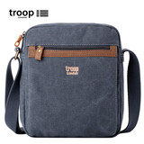 Troop单肩包男复古休闲简约实用竖版斜挎包包欧美潮包单肩斜跨包随身包 蓝色TRP0218