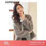 红袖（hopeshow） 100%绵羊毛短外套冬季新款女装轻熟风甜美气质颗粒绒皮草大衣 乌云灰058 XS