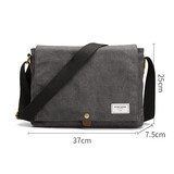 新潮代单肩包男帆布大容量斜挎包休闲潮流学生书包通勤男士邮差包托特包 蓝黑色大号【可放A4/14寸电脑】