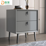 格第 全实木烤漆床头柜现代简约实木卧室床边柜小型意式极简二斗柜铁艺网红床头柜小尺寸高端高级感储物柜 【灰色】全实木烤漆迷你39cm（黑脚）