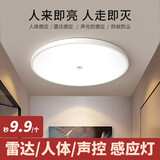 梵耀led三防感应灯声控人体感应吸顶灯雷达感应家用楼梯过道车库灯 15W【声控感应】22*2cm（限1件，多拍发1只）