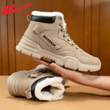 回力官方马丁靴男加绒加厚雪地靴子男高帮男鞋冬季鞋子男大黄靴耐磨 卡其内里加绒 42 (260mm)