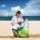 锐普 户外儿童沙滩玩具快速收纳袋  乱七八糟折叠整理包挖沙工具杂物收纳网袋 蓝边绿色网格